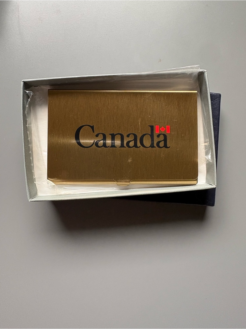 Gold Canada Brushed Metal Business Card Holder